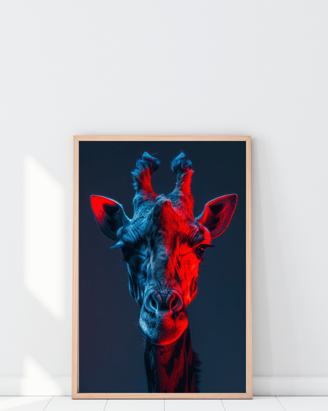 "The Neon Giraffe – Nature’s Elegance in Futuristic Light"