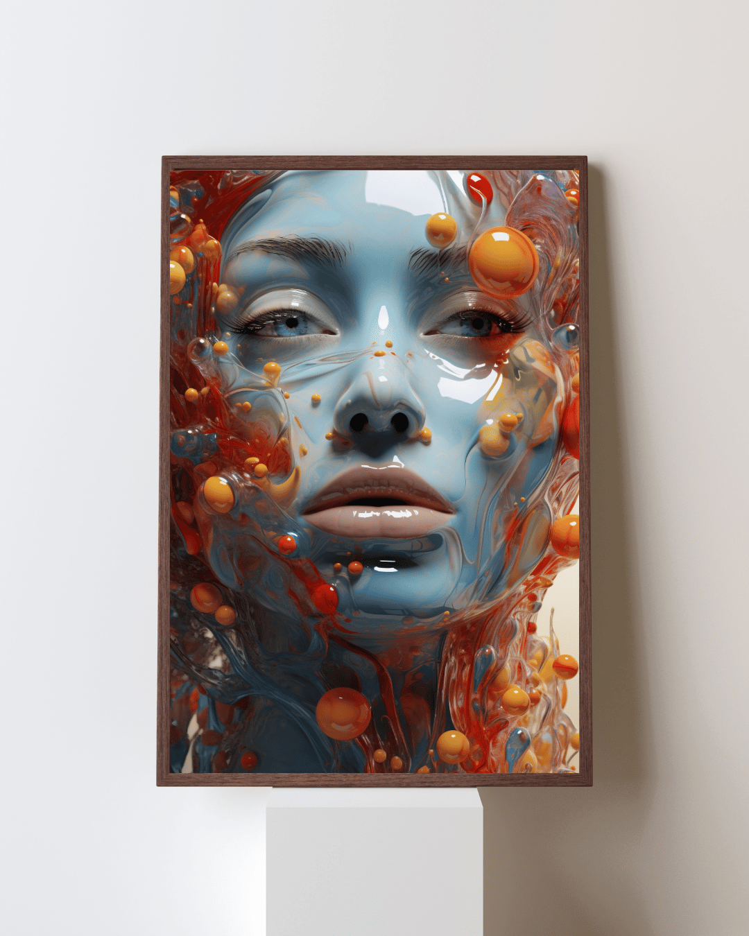 Visage futuriste en résine colorée – Illustration digitale HD
