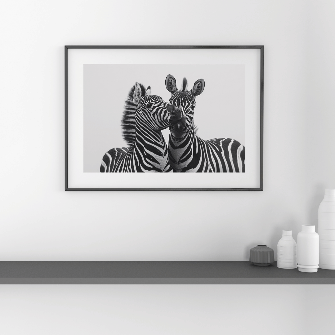 "Zebra Affection – A Tender Moment Between Two Zebras"