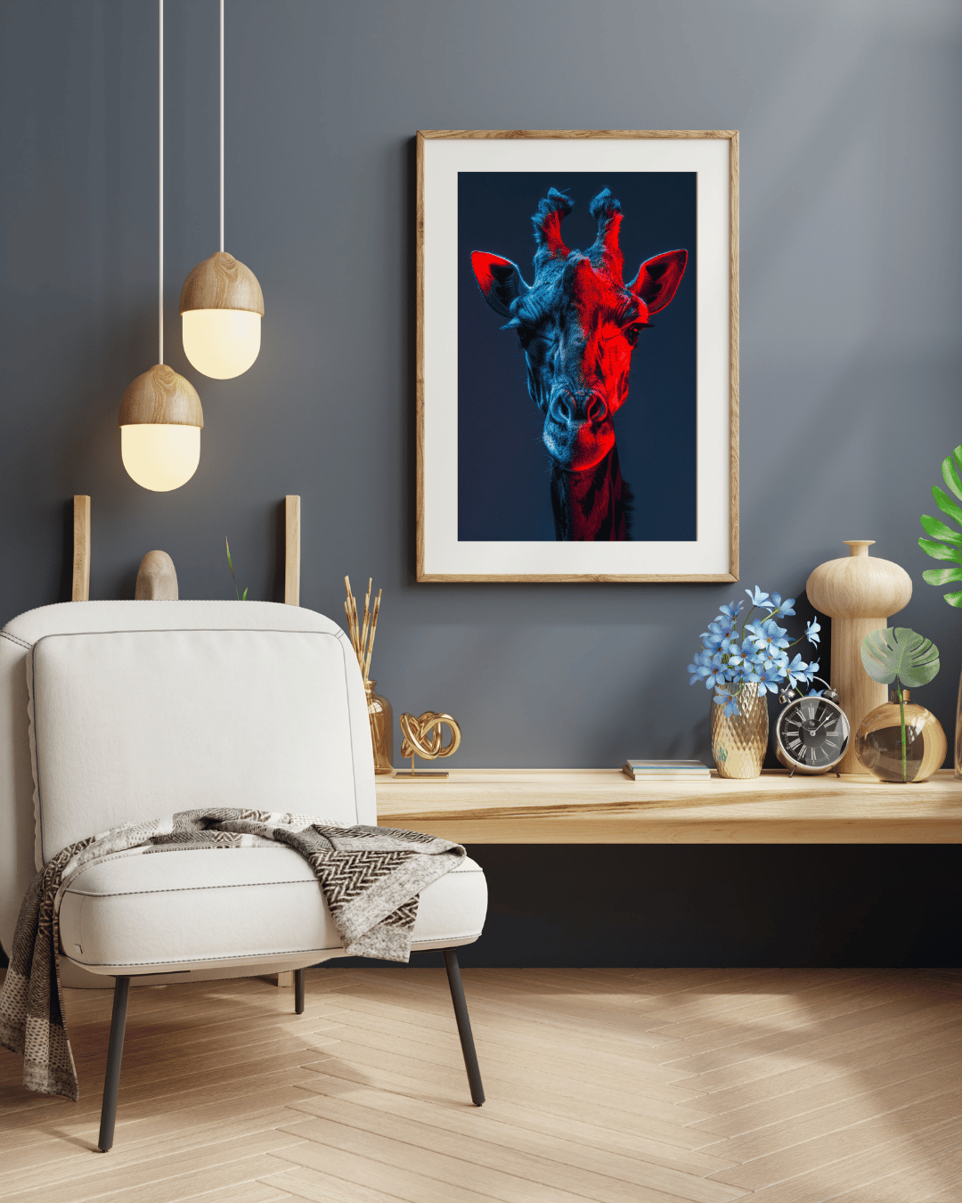 "The Neon Giraffe – Nature’s Elegance in Futuristic Light"