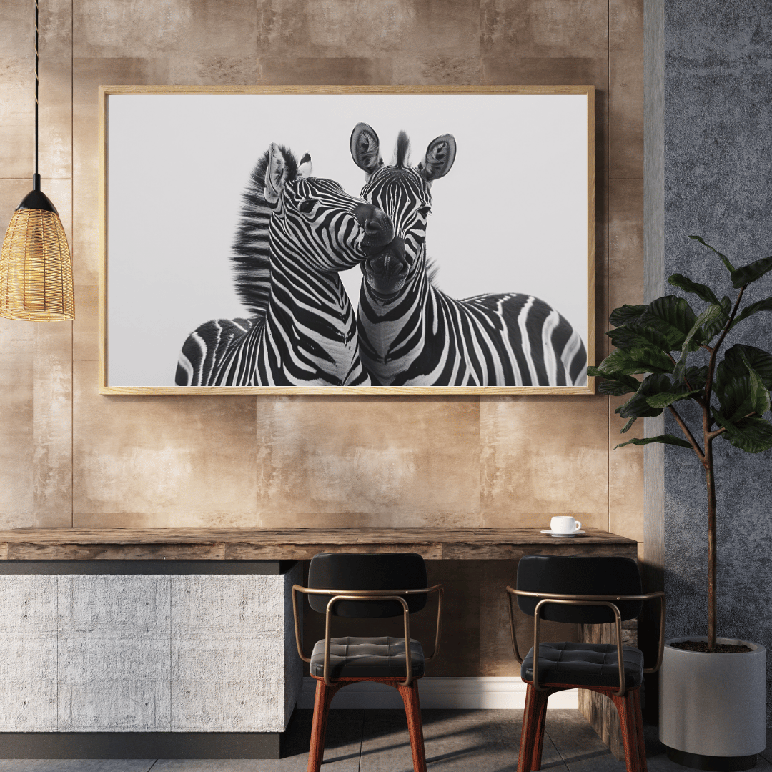 "Zebra Affection – A Tender Moment Between Two Zebras"