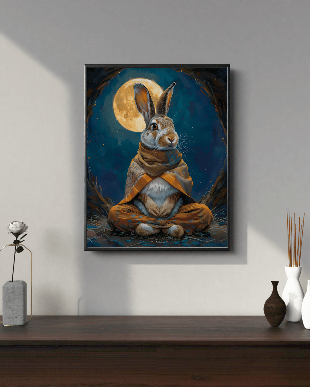 "The Forest Sage – Meditation Under the Moonlight"