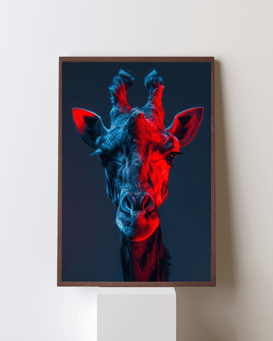 "The Neon Giraffe – Nature’s Elegance in Futuristic Light"