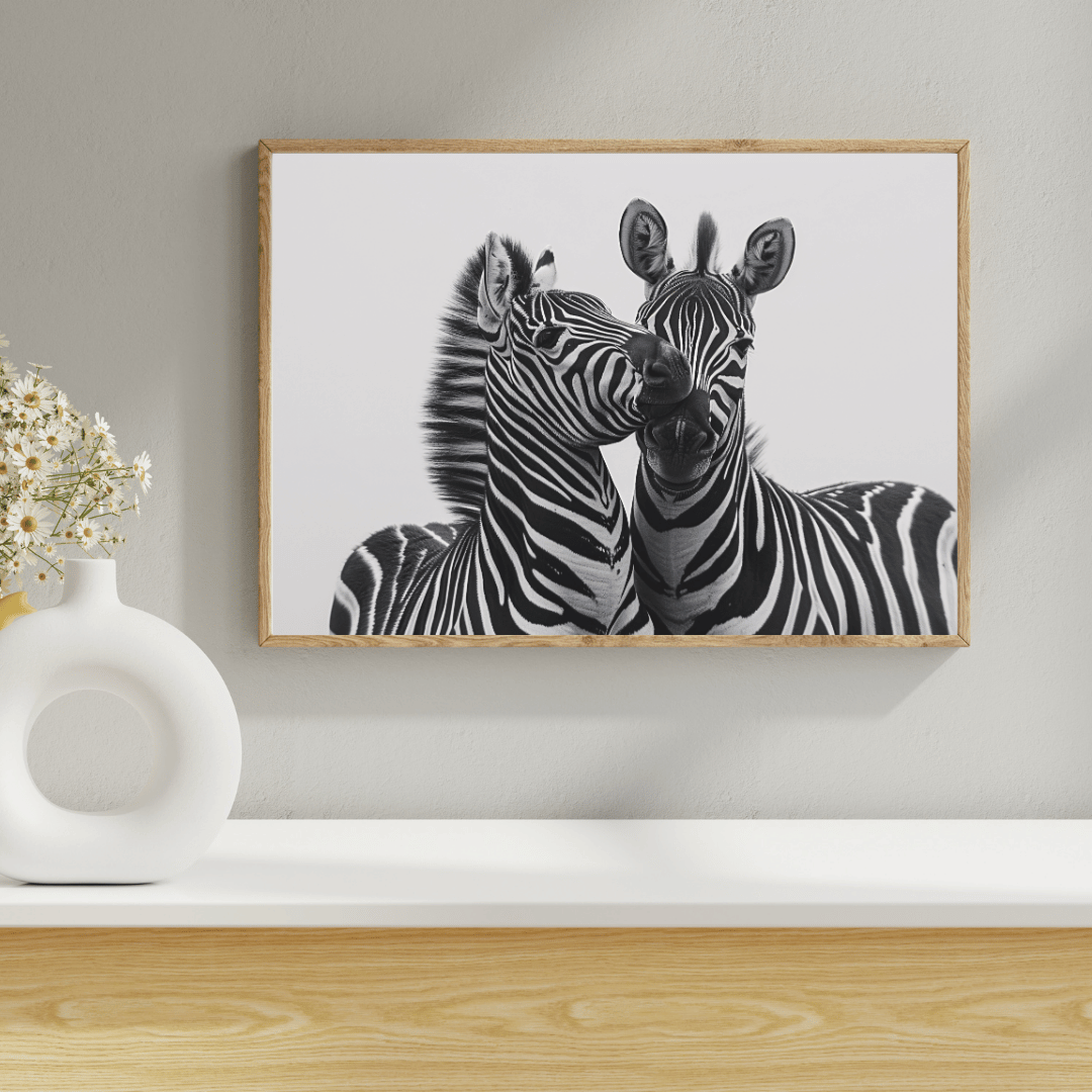 "Zebra Affection – A Tender Moment Between Two Zebras"