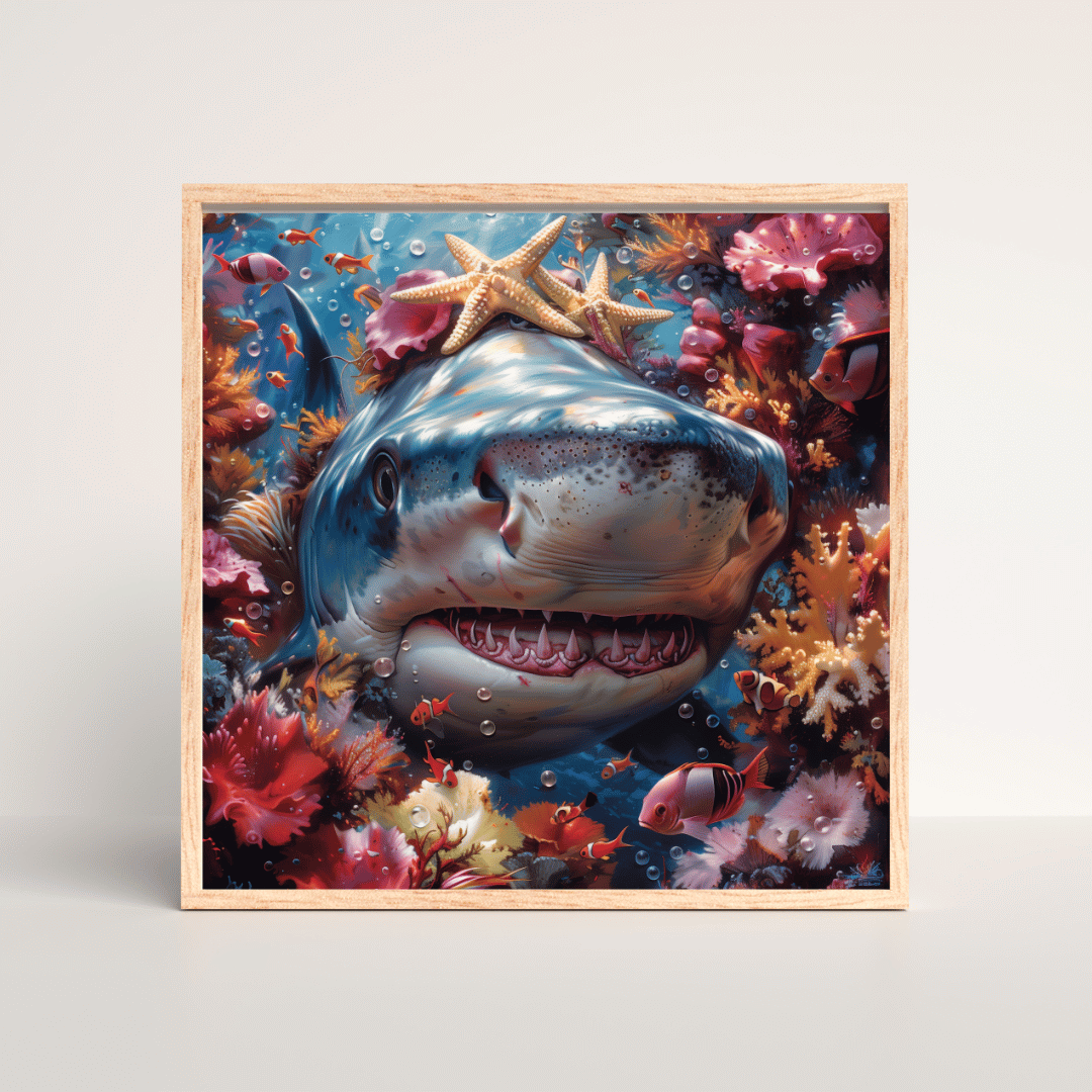 "Majestic Shark in Coral Dreamscape"
