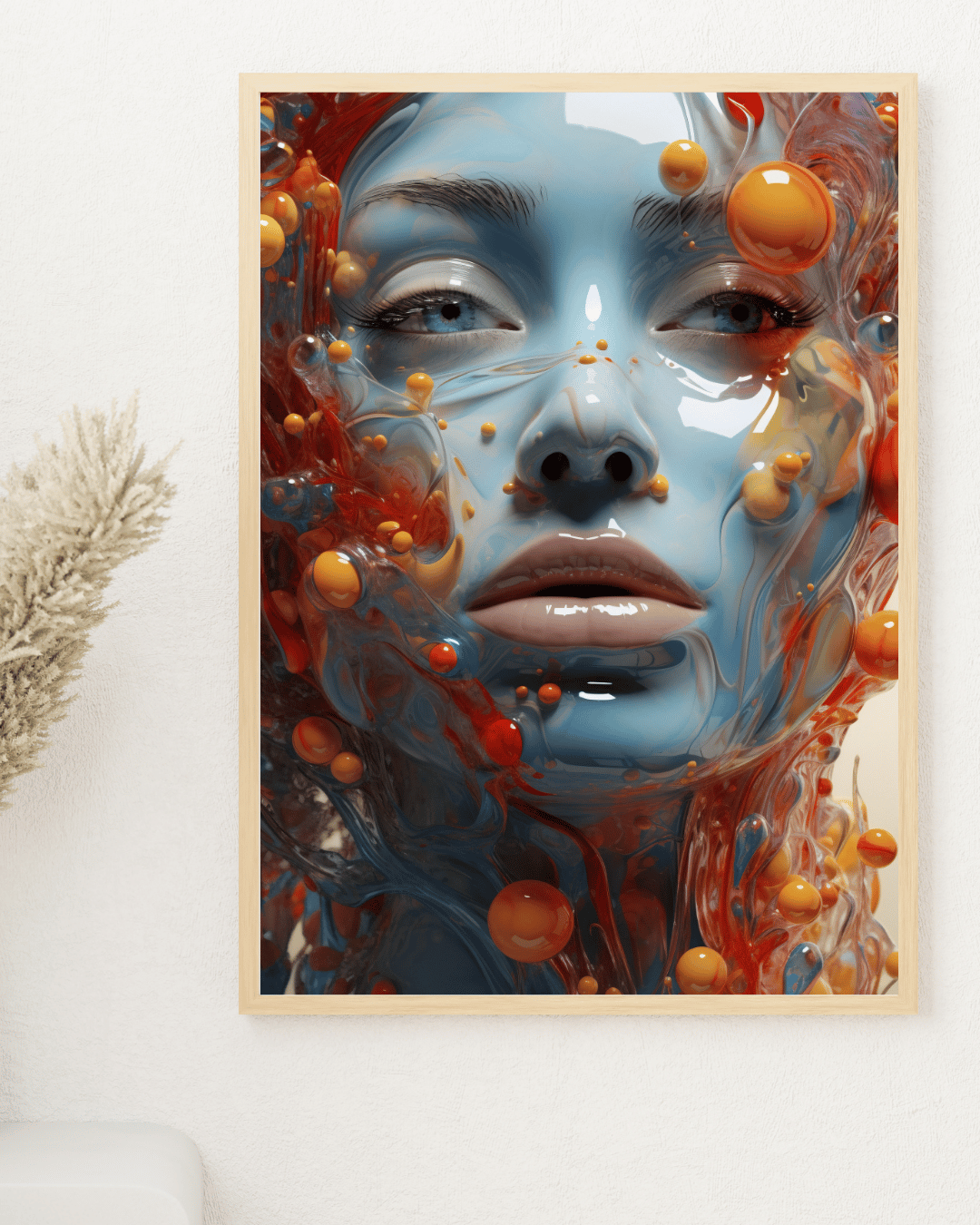 Visage futuriste en résine colorée – Illustration digitale HD