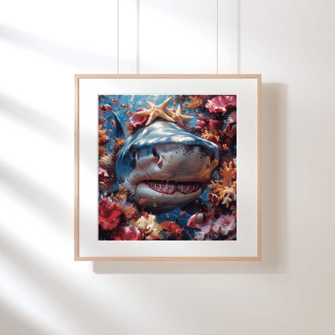 "Majestic Shark in Coral Dreamscape"