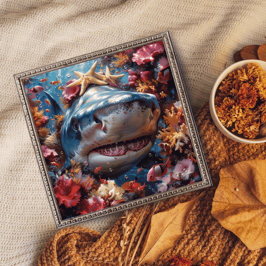 "Majestic Shark in Coral Dreamscape"